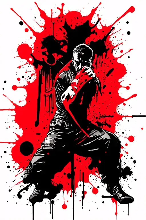 Dualism, goodness and evil, bright forces against the dark forces, fighting club, the calculation of Lerchyst, on the forearm size 18x9 tattoo design idea