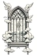 church window with clouds surrounding tattoo design idea