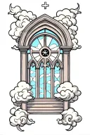 church window with clouds surrounding tattoo design idea