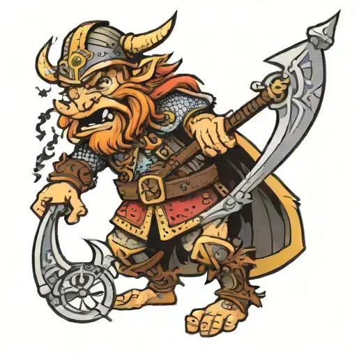 make a tattoo of a viking worrior women, toad from mario, a clock and the number 7 tattoo design idea