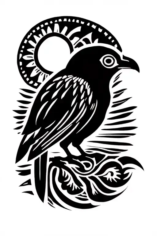 a kiwi bird with a Filipino sun rising tattoo design idea