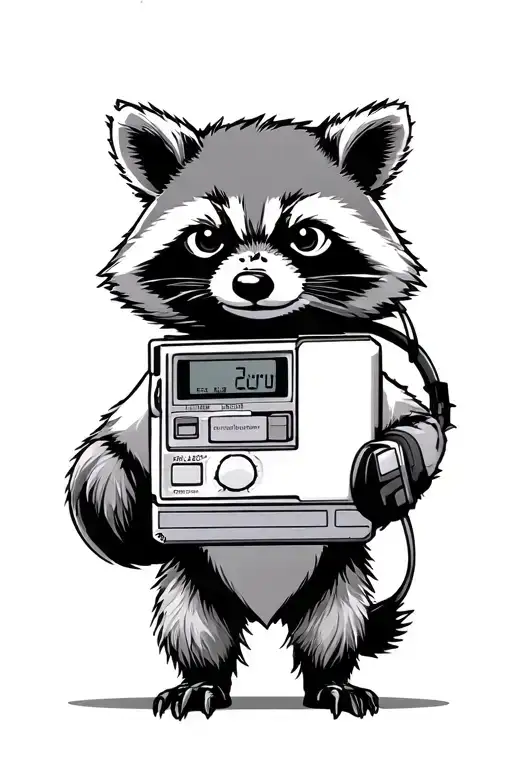 rocket raccoon listening to walkman tattoo design idea