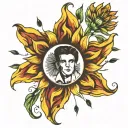 elvis star italy sunflower surrounded tattoo design idea