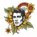 elvis star italy sunflower surrounded tattoo design idea