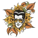 elvis star italy sunflower surrounded tattoo design idea