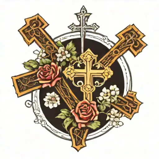 2 Crosses with Trust God on the bottom tattoo design idea