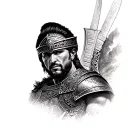 General Maximus, from the movie Gladiator, in blackwork tattoo tattoo design idea