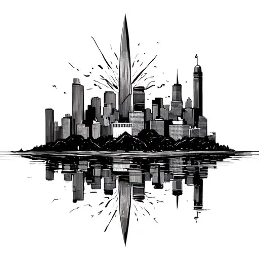 burning st louis skyline tattoo design idea
