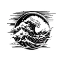 lesbian symbol incorporated with Japanese wave tattoo tattoo design idea