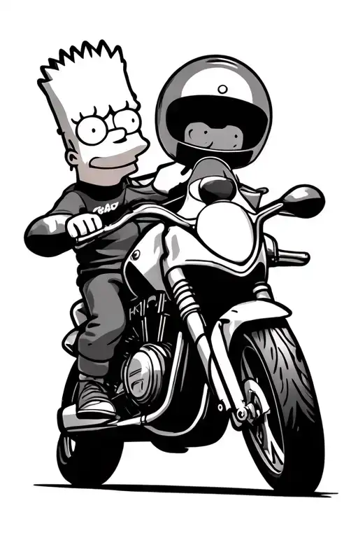 bart simpson riding Valentino Ross's motorbike tattoo design idea