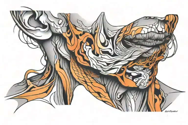 line on throat tattoo design idea