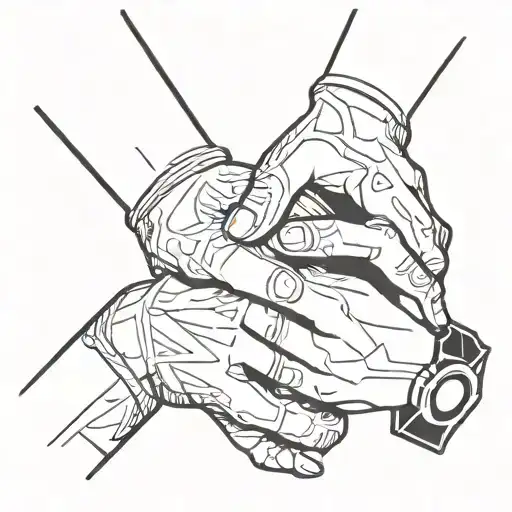 Hands puting cuffs to each other tattoo design idea