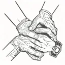 Hands puting cuffs to each other tattoo design idea