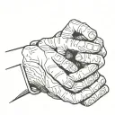 Hands puting cuffs to each other tattoo design idea