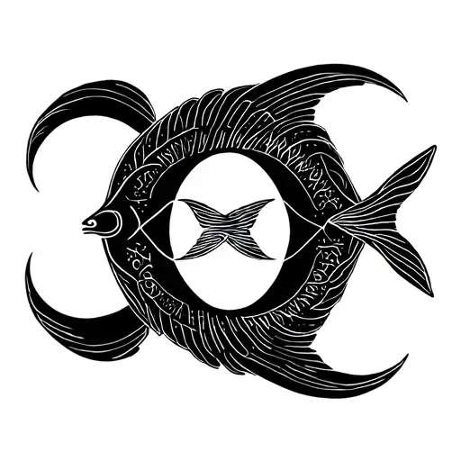 pisces and libra zodiac sign minimalist tattoo design idea