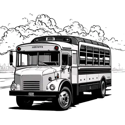 Truck and bus connected tattoo design idea