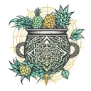 witch cauldron pineapples tattoo design idea