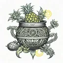 witch cauldron pineapples tattoo design idea