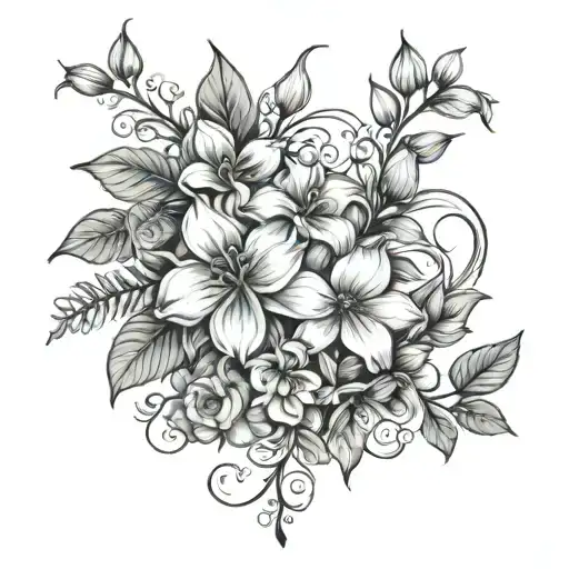 spine tattoo with a vine and the following flowers on it , wallflower , baby's breathe , Gardenia , jasmine and the Erig tattoo design idea