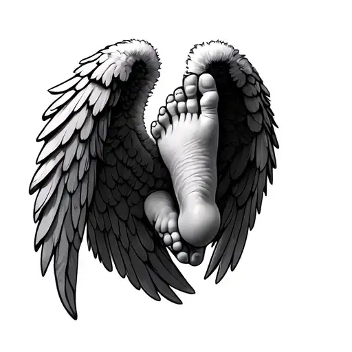 baby feet angel wings tattoo design idea