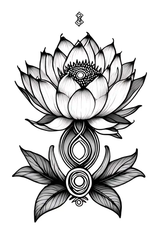 spirititual, lotus flower, floral, chakra symbols, unalome, protection, intuition, capricorn, good luck, abundance tattoo design idea