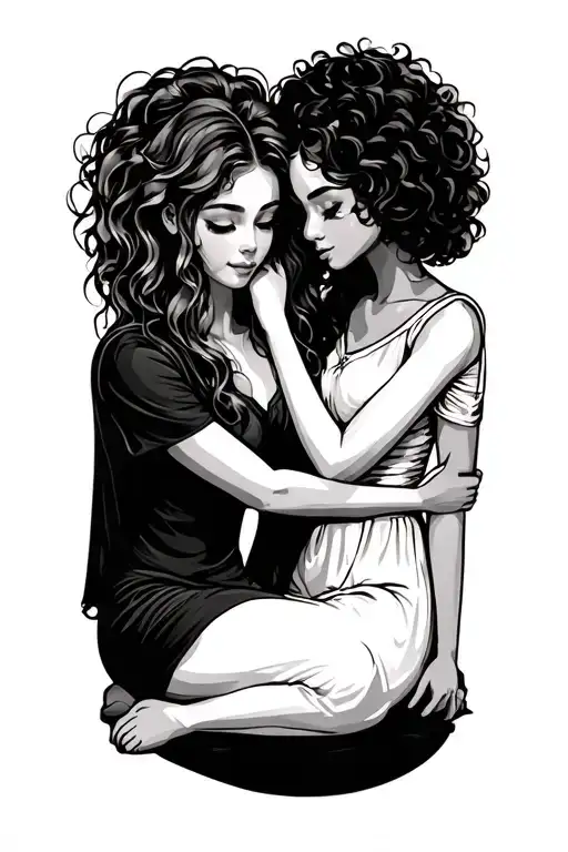 Mother And Father daughter sitting tattoo design idea