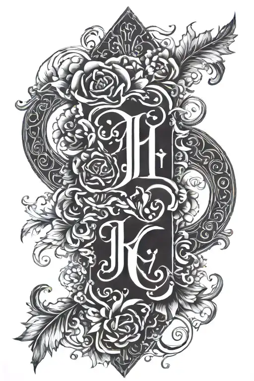 dark lettering and ornamental tattoo tattoo design idea