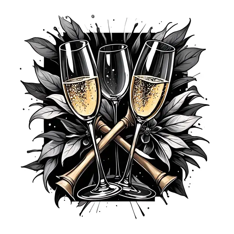 crossed champagne flutes tattoo design idea