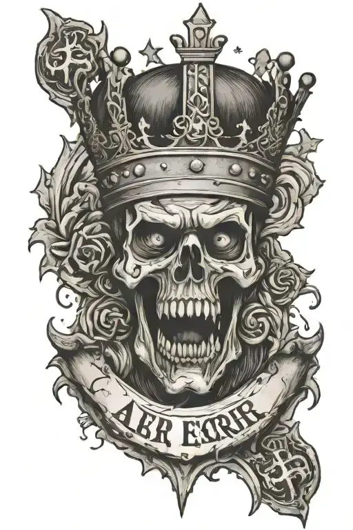 Allison on forearm with crown tilted over the A written in old English  tattoo design idea