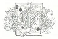 on the left side playing card with the letter N, on the middle joker card, on the rigth side playing card with  letter P tattoo design idea