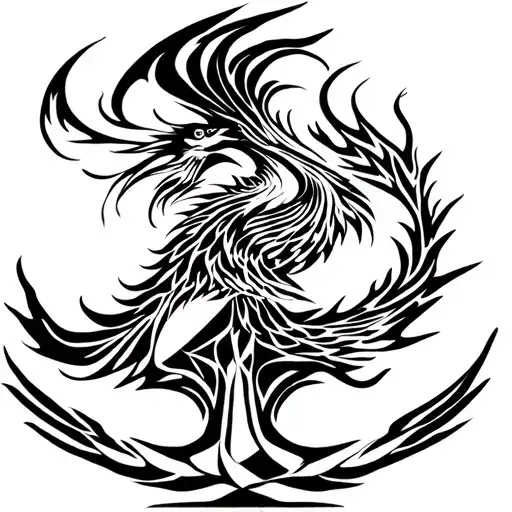 Phoenix rising from flames tattoo design idea
