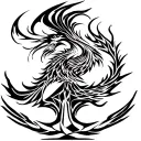 Phoenix rising from flames tattoo design idea