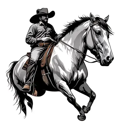 cowboy riding a horse head tattoo design idea