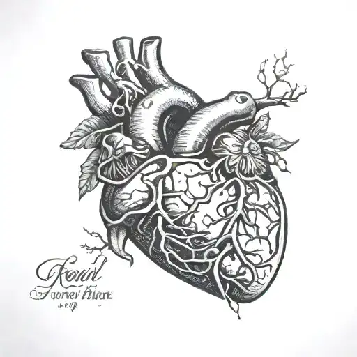 simple real anatomy heart tattoo design idea