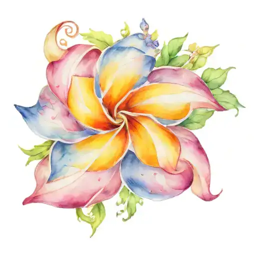 a 5 sided pinwheel surrounded wildlowers tattoo design idea