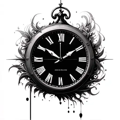 analog clock time 8:36 tattoo design idea