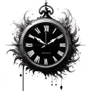 analog clock time 8:36 tattoo design idea