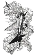 fighter jet with smoke swirling tattoo design idea