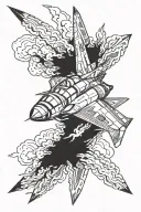fighter jet with smoke swirling tattoo design idea