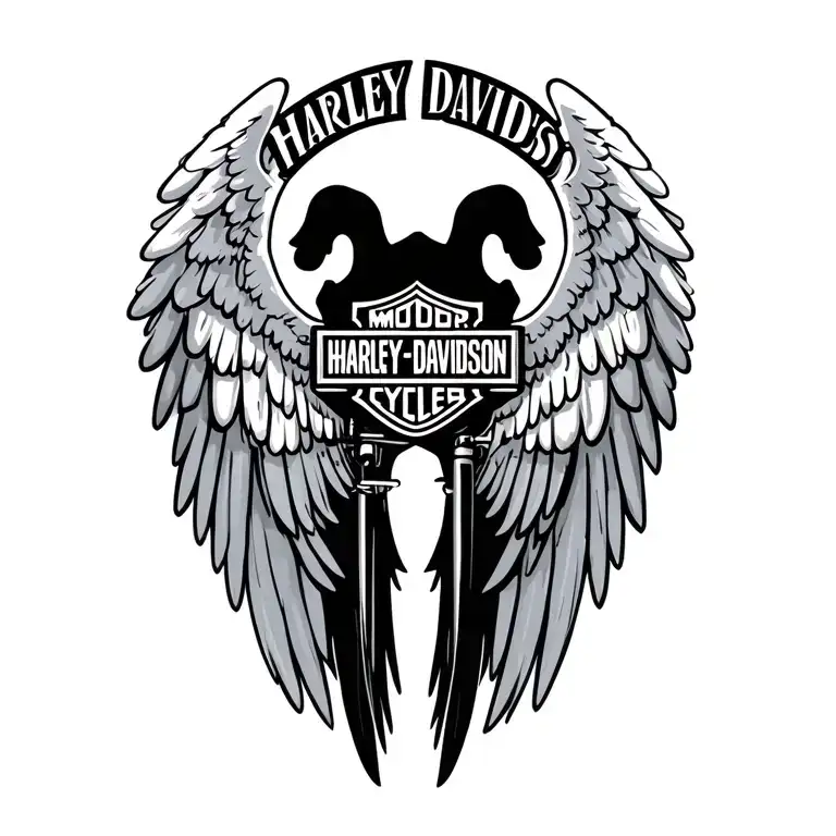 Harley davidson angel wings tattoo design idea