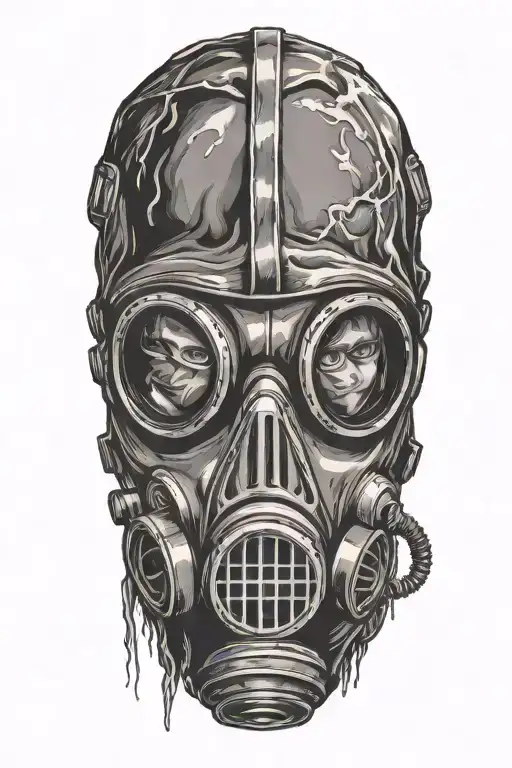 gas mask, stalker, looking back tattoo design tattoo design idea
