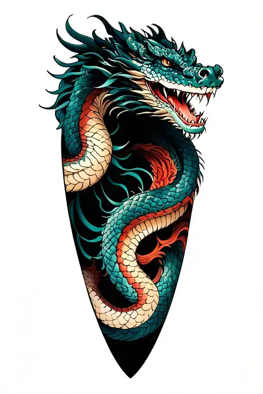 Snake and dragon tattoo design idea