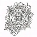 BLACKWORK Chicano style tattoo with the number 2004 in the image. tattoo design idea