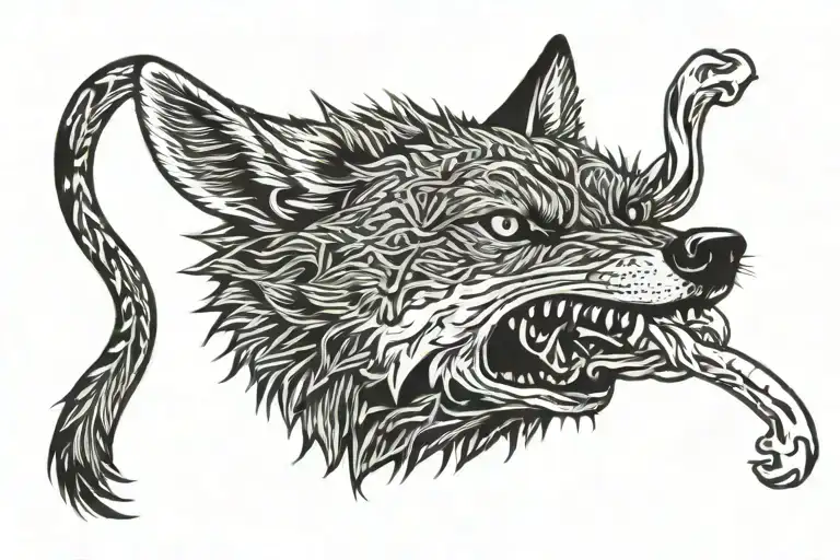 coyote chewing on a cigarette  tattoo design idea