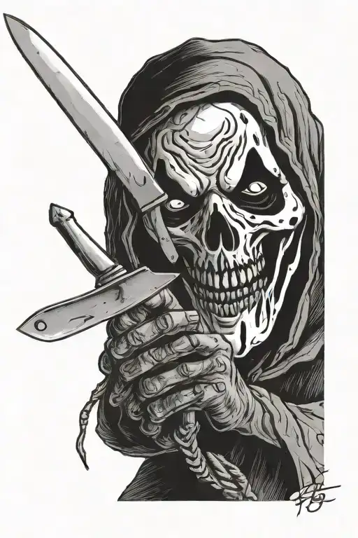 ghostface holding a knife tattoo design idea