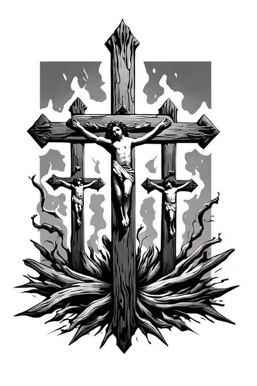 three crosses jesus cross tattoo design idea
