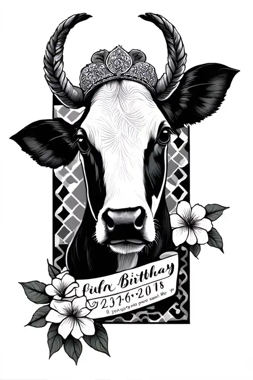 Create a small thin lined calf tattoo with a Portuguese-inspired type of tile and space for birthday dates. tattoo design idea