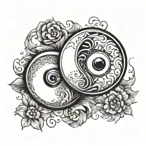 Blurry ying and yang gradient tattoo design idea