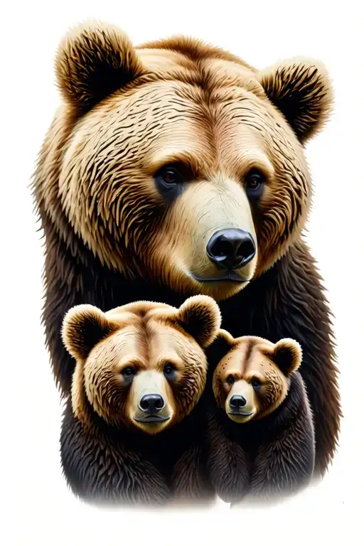 bear family posing tattoo design idea