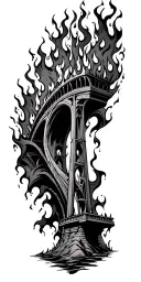 burning bridge, backstabbing, fire blood and tears tattoo design idea